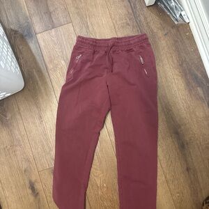Nostalgia Made in Italy Burgundy Stretch Jogger Pants Zip Pocket Cotton Size L